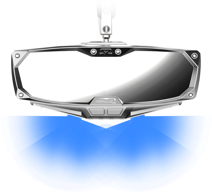Halo-RA LED Rearview Mirror with Cast Aluminum Bezel – 1.75″ Round Tube ...